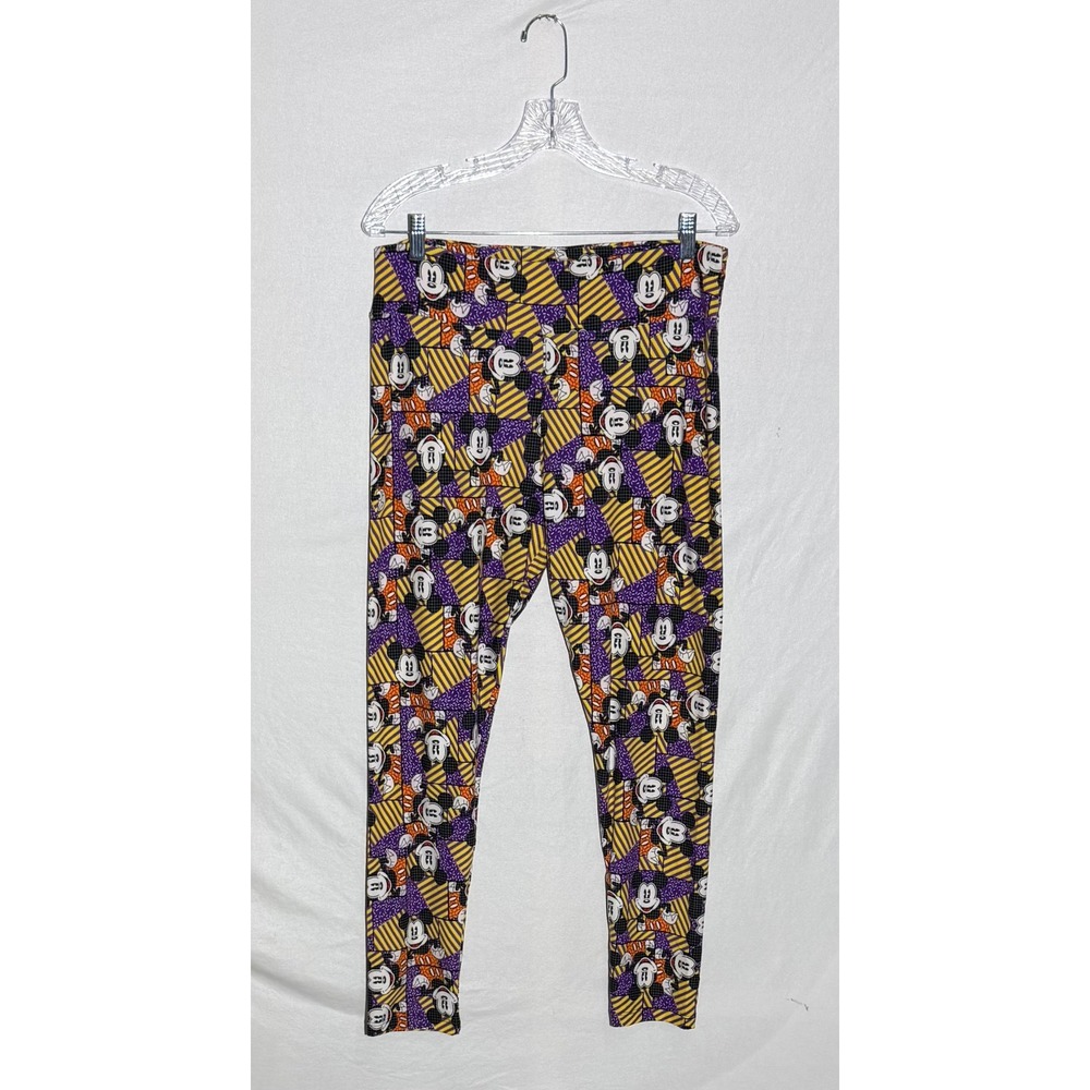 LuLaRoe Disney Mickey Mouse Leggings Tall‎ & Curvy TC Purple Yellow Geometric